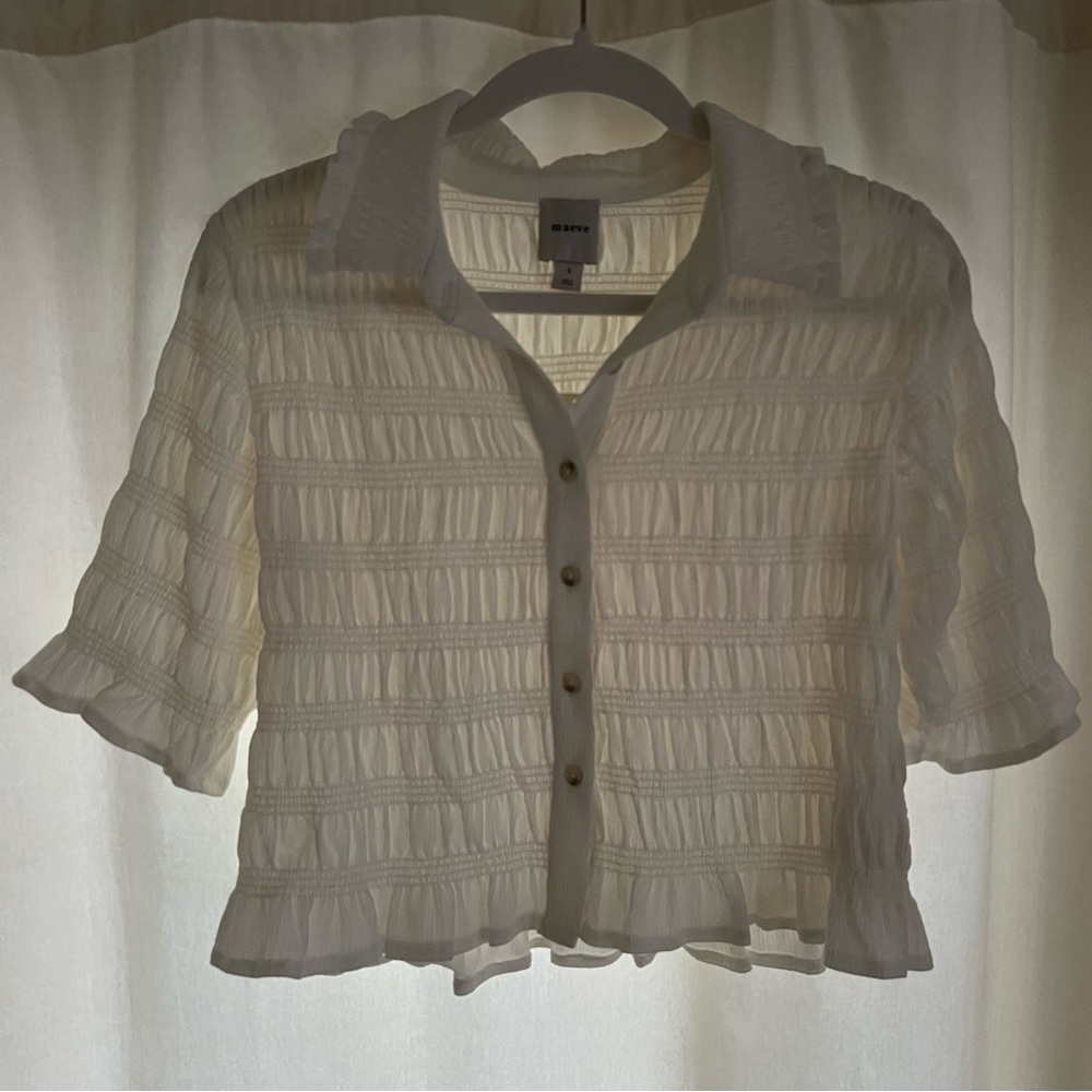 Maeve Smocked Button-Front Top - Picture 7 of 8